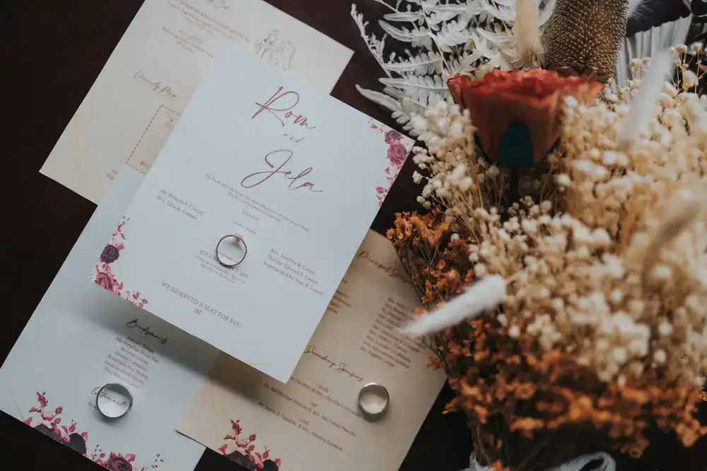 Elegant letterpress wedding invitation suite